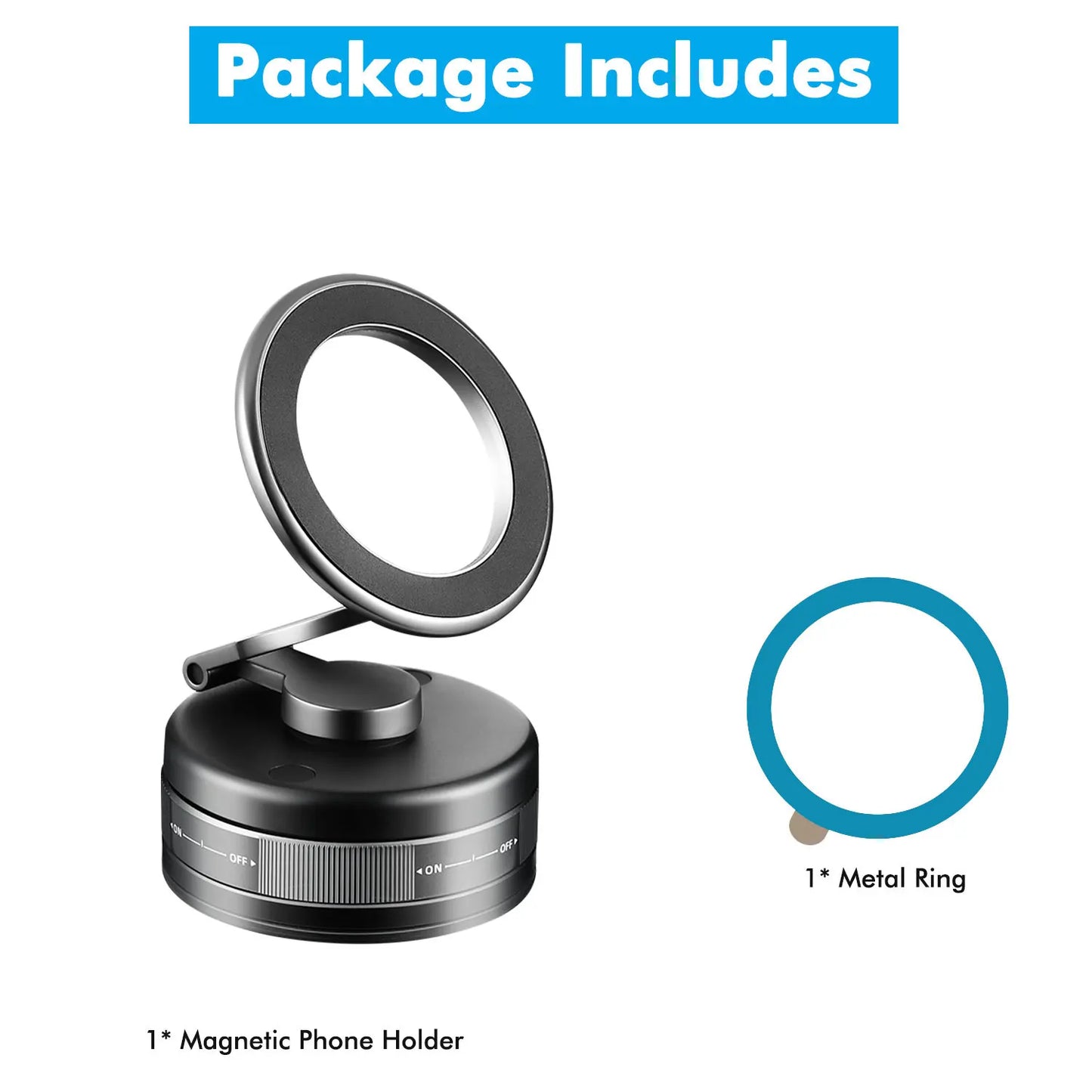 MagnetiGrip DriveLock A360™ – Zinc Alloy Suction Phone Mount for Car, Gym & Kitchen